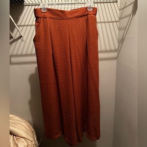 H&M orange wide leg polyester pants pull-on